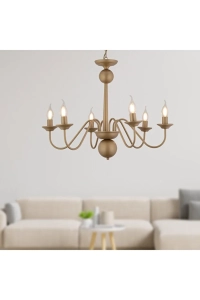 Behir 6lı Eskitme Boyalı Şapkalı Modern Oturma Odası, Yatak Odası Salon Avize